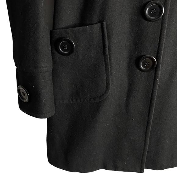 Anthropologie x Tulle Women's Black Wool Blend Polka Dot Lined Pea Coat - Picture 5 of 12